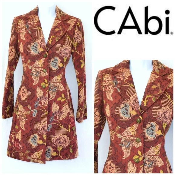 CAbi Jackets & Blazers - Cabi Burgundy Jacobean Floral Tapestry Coat